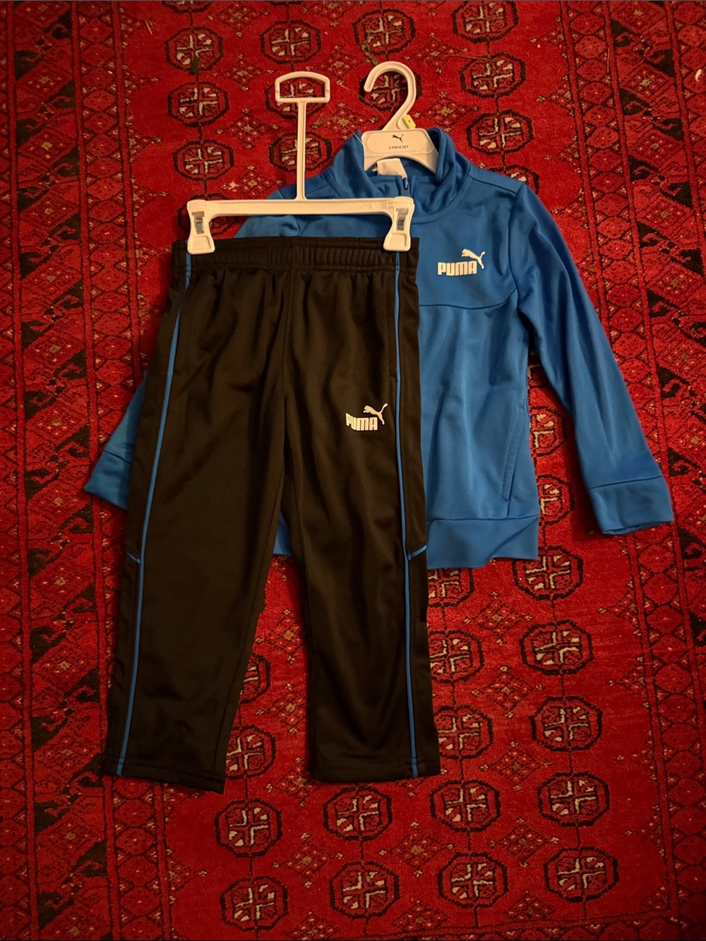 Puma Blue Jacket and Black Track Pants Kids Pajama Set